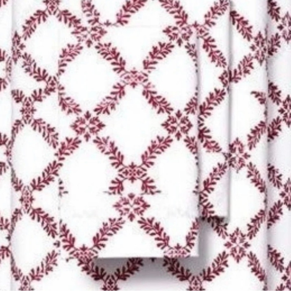 Boll and Branch Cranberry Trellis 100% Organic Cotton Sheet Set California king - Picture 2 of 3
